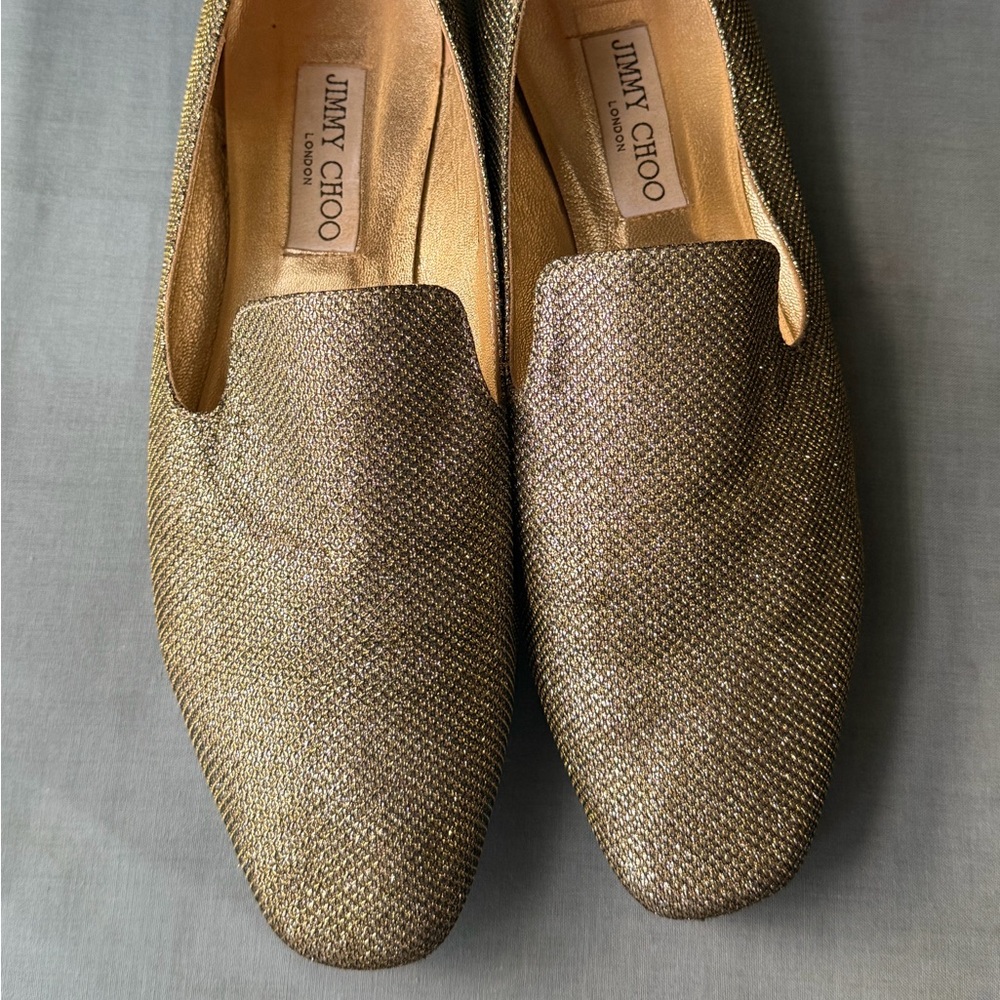 Jimmy Choo Metallic Gold Loafers